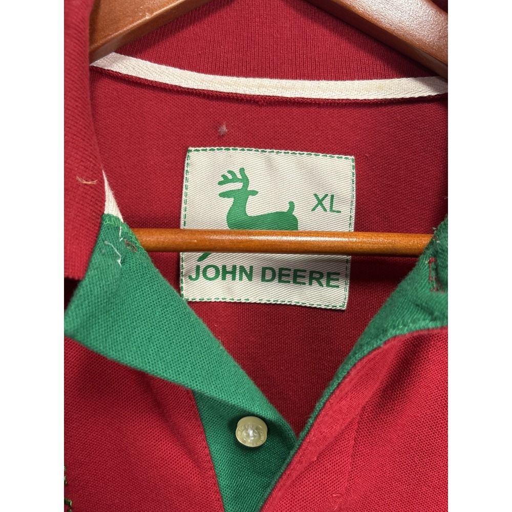 Vintage John Deere Red Polo Shirt XL embroidered - Picture 2 of 6